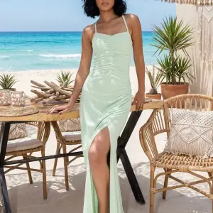 Mint Ruched Maxi Dress