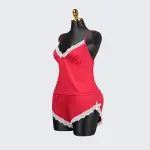 Plus Size Satin Red Pajama Set