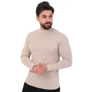 Half Collar Men’s T-Shirt Beige