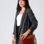 Modern Croco Clutch-camel