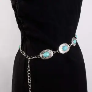 Turquoise Stone Chain Belt U-23