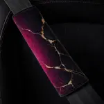 Burgundy Black - Set of 2 Seat Belt Covers