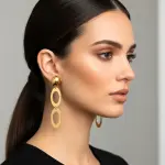 ouble Oval Stainless Steel Drop Earrings EA-200