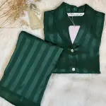 Emerald striped jacquard pjs