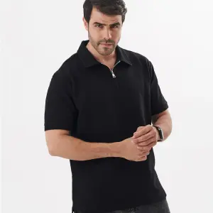 Black Quarter Zip Polo Shirt