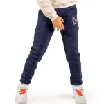 Dark blue melton pant with heart print