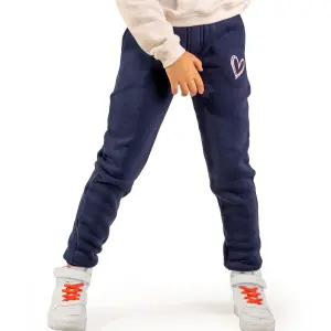 Dark blue melton pant with heart print