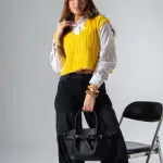 Belted Pebbled Hand Bag - black