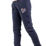 Dark blue melton pant with heart print