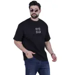 Black Chest and Back Print Oversize T-Shirt