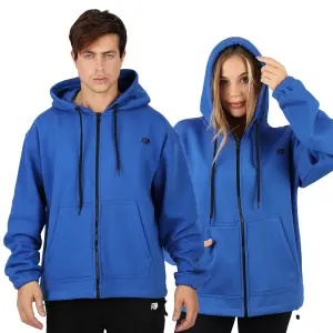 Unisex Essential Zip Blue Hoodie