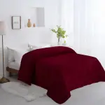 Flannel Fleece Throw Blanket (Dark Red)
