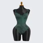 Green Floral Lace Mesh Bodysuit