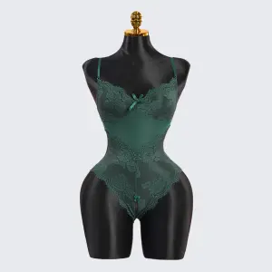 Green Floral Lace Mesh Bodysuit