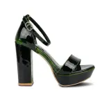 Elegant Glossy Block Heel Sandals C-129