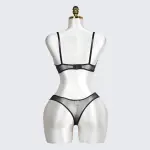 Geometric Lace Embroidery Lingerie Set