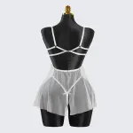 White Lace Satin Bow Lingerie Dress