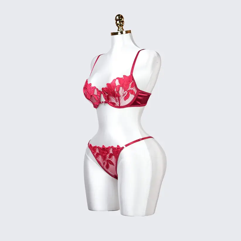 Floral Embroidery Lace Lingerie Set