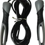 MD STAY FIT Jump Rope with Ball Bearing, Black and Grey, Ergonomic Handles, Fitness Exercise Cardio Training