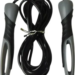 MD STAY FIT Jump Rope with Ball Bearing, Black and Grey, Ergonomic Handles, Fitness Exercise Cardio Training