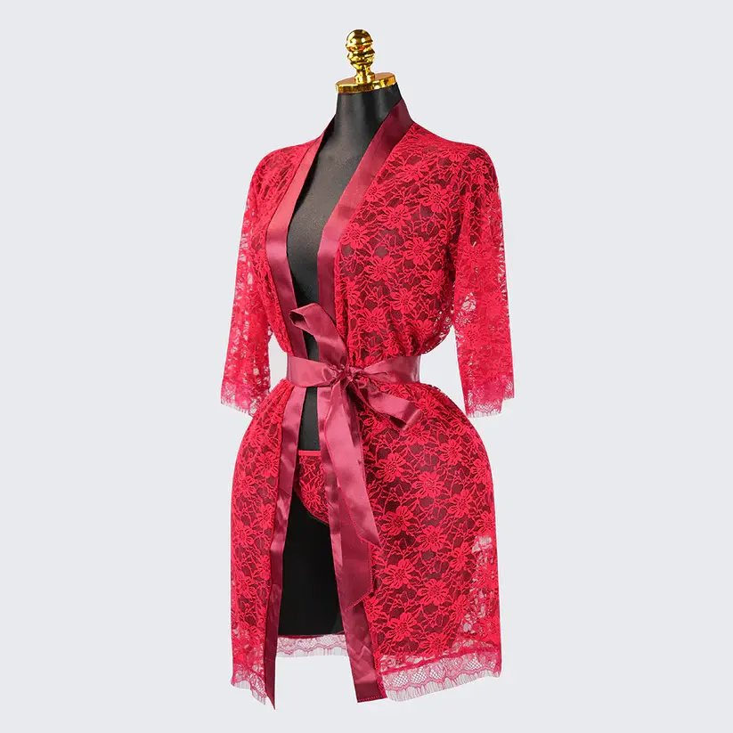 Lace Embroidered Sheer Hollow-Out Robe