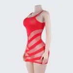 Fishnet Stripe Sexy Lingerie Chemise Mini Dress