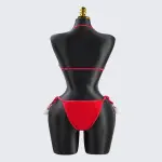 Red Velvet Pom-Pom Embellishment Bra & Panty Set