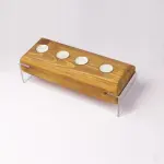 Modern Rustic 4-Tea Light Centerpiece – Wood Plank with Clear Acrylic Stand 480 EGP