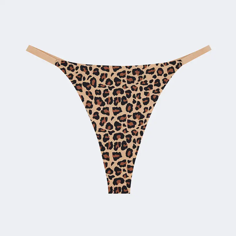 Ice Silk Seamless Low Rise Leopard Thong Panty