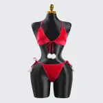 Red Velvet Pom-Pom Embellishment Bra & Panty Set