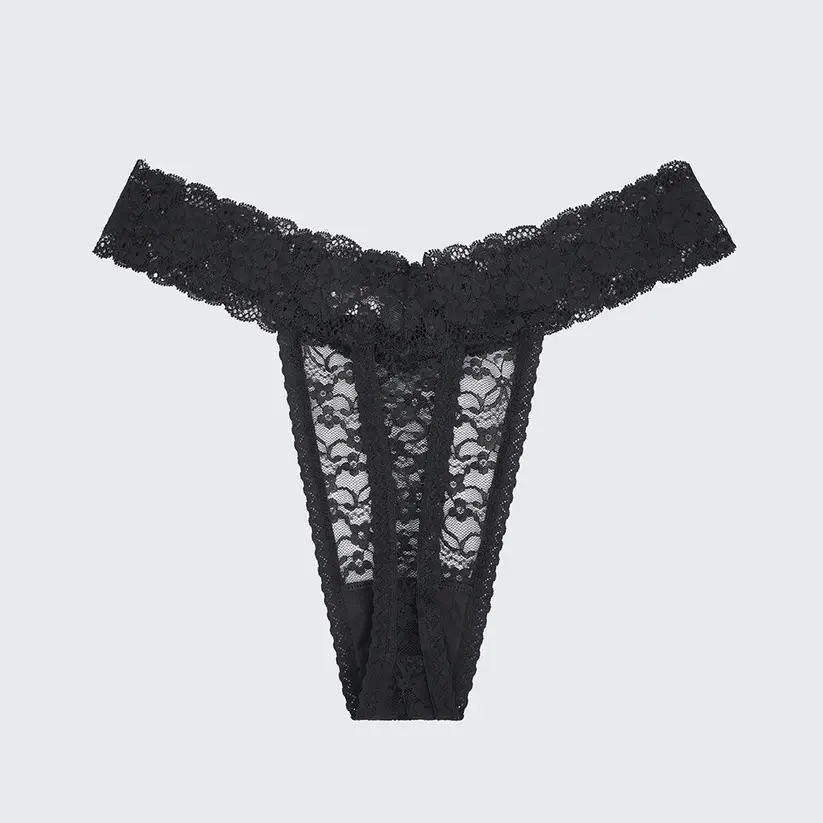 Plus Size Sheer Lace Thong Women's Sexy Lingerie Panty Set