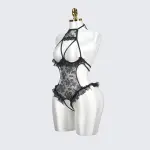 Plus Size Black Mesh Bodysuit