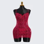 Crimson Enchantment Red Lace Nightdress