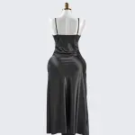 Black Lace Paneled Spaghetti Strap Nightgown
