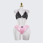 Contrasting Colors Lace Embroidery See-Through Sexy Bra Panties Set