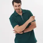Green Quarter Zip Polo Shirt