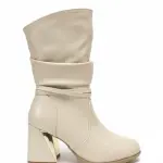 Boot with Geometric Heel and Ruched Design B-62