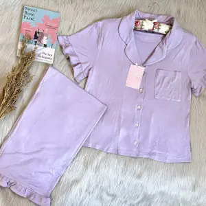 Lilac Ruffled Cotton Pajamas
