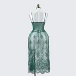 Green Lace Embroidery Negligee Dress