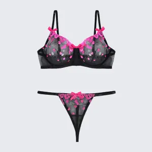 Plus Size Backless Sheer Lace Sexy Bra Panty Set