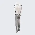 Lace Jacquard Pantyhose Ultra-Thin Over Knee Sexy Shiny Black