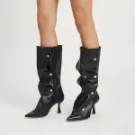 Modern Sculpted Folded Heel Boot B-51