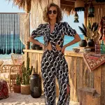 Black and White Chain Print top&Pants Set.