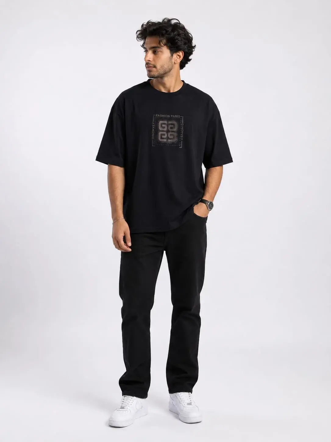 Black Oversized Stress T-Shirt