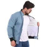 Sky Blue Biscuit Jacket with Fur Lining