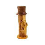 Mr BOB – Hand Carved Floor lamp wood natural Tipped Hat – One Piece
