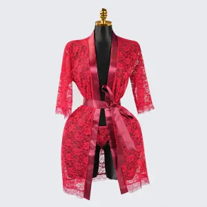 Lace Embroidered Sheer Hollow-Out Robe