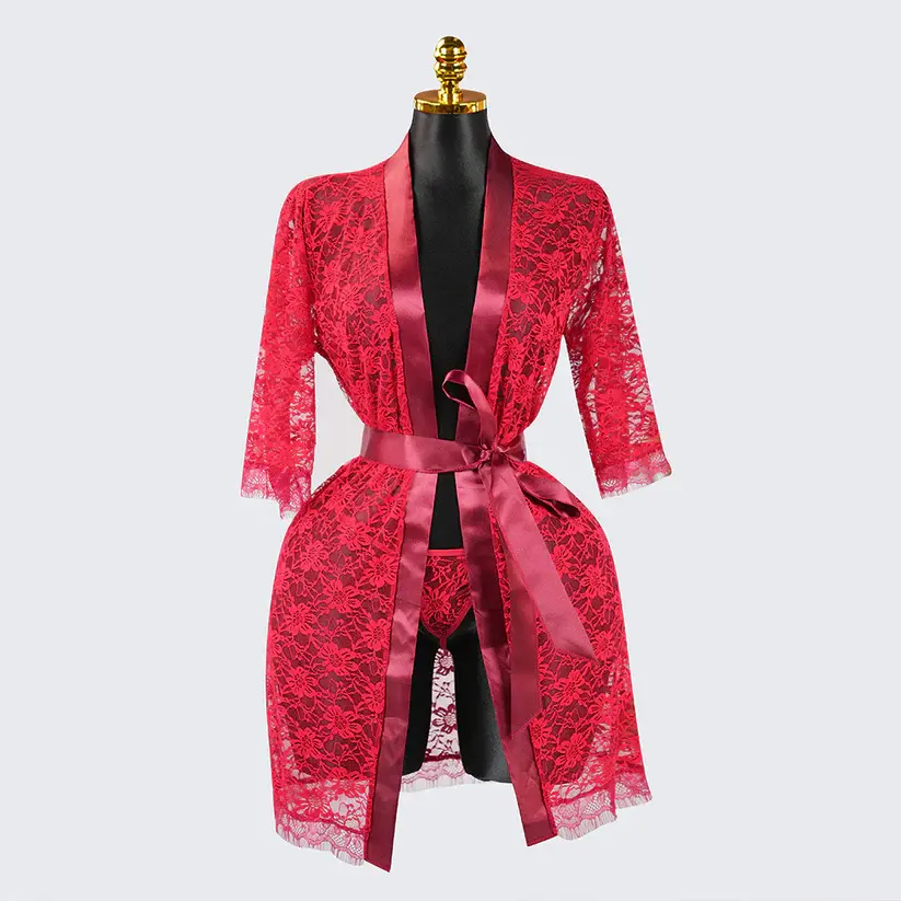 Lace Embroidered Sheer Hollow-Out Robe