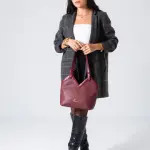 V-Cut Shoulder Bag-marron