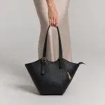 Geometric Bucket Shoulder Bag - cafe